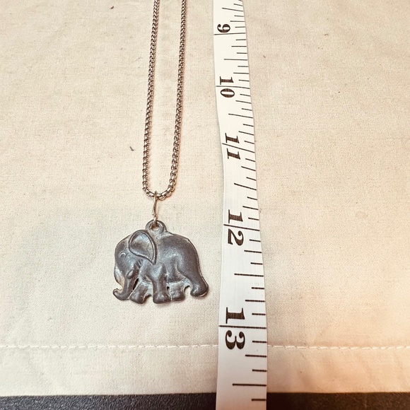 Pewter Elephant Pendant on Silver Tone Chain w/Gold Tone Elephant Lapel Pin Free - Picture 6 of 12